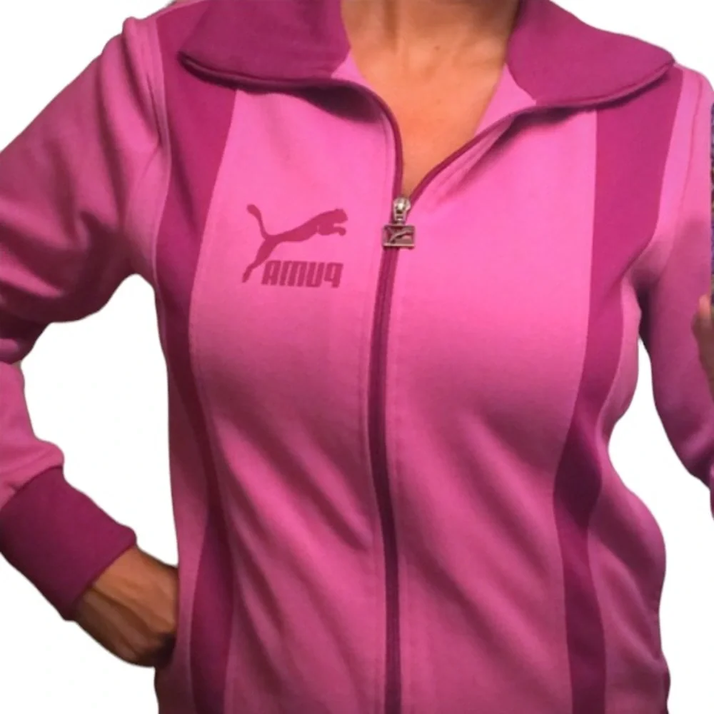 Puma pink zip up track jacket with pockets, XL - Picture 5 of 5